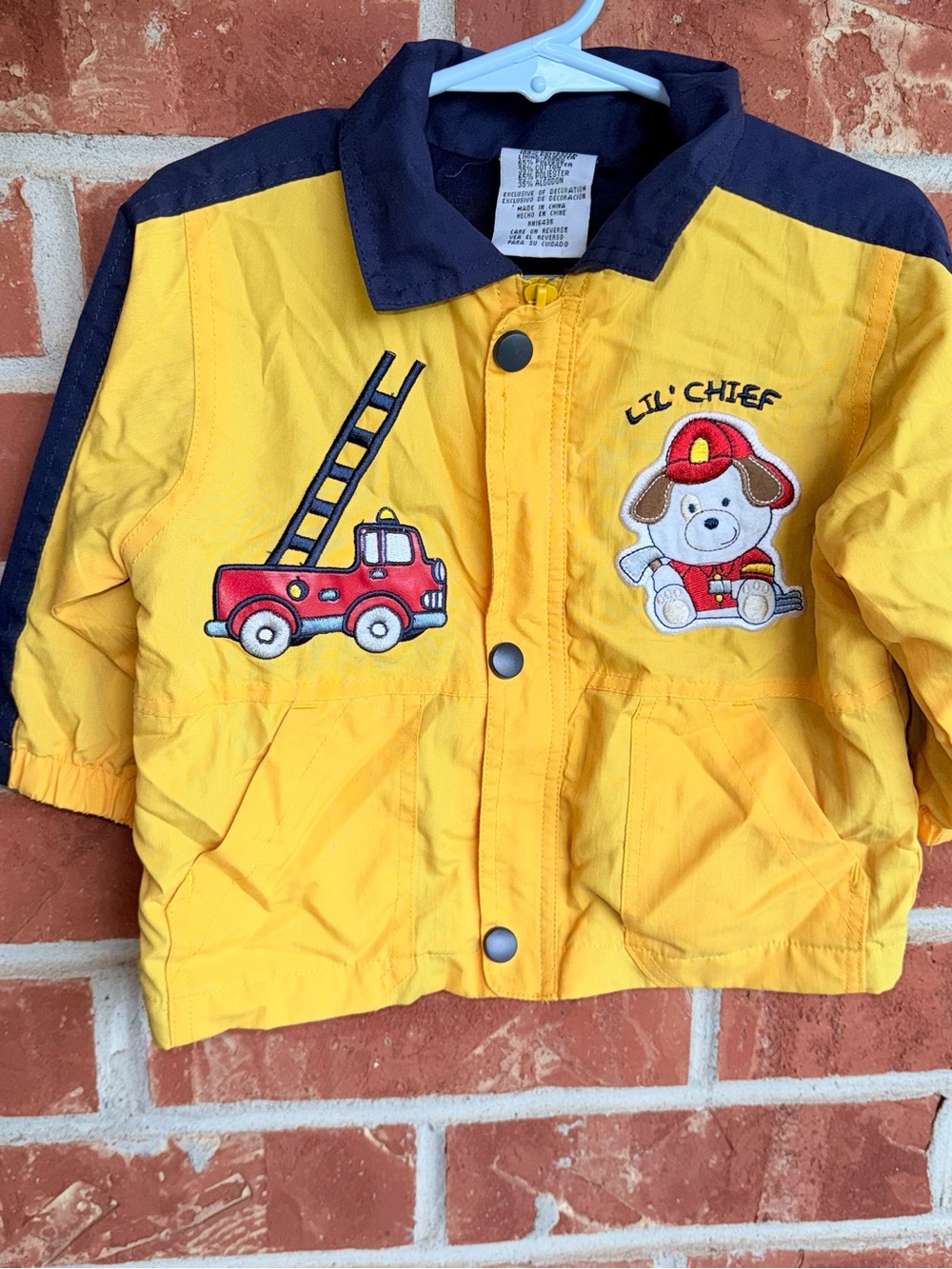 Vintage Yellow & navy Lil’ Chief firetruck jacket Size: 18 months